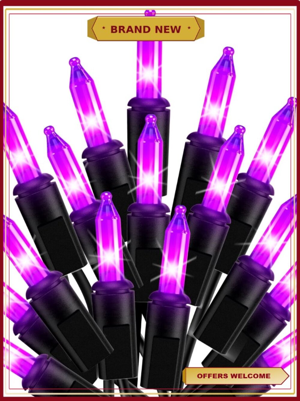 Halloween String Lights 16.4ft Purple 50 Count Indoor Outdoor Decor